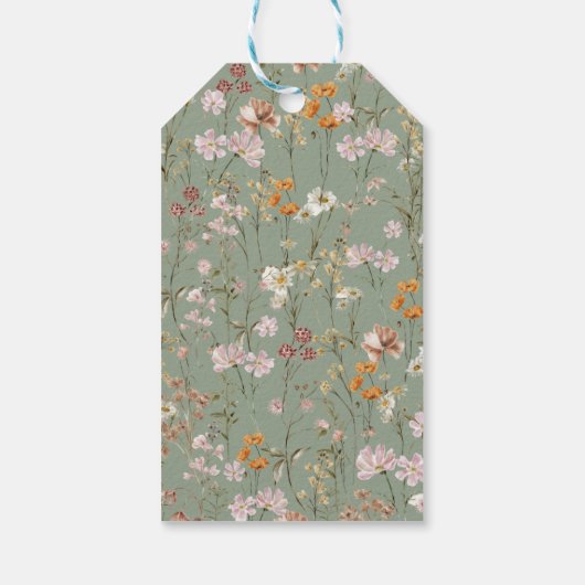 Étiquettes-cadeau Fleur sauvage Sage Green Fête des mariées de Boho (Dos)