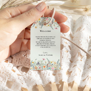 Étiquettes-cadeau Fleur sauvage simple Fern Mint Green Mariage Bienv