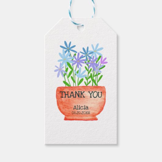 Étiquettes-cadeau Fleur sauvage Sur Pot Botanique Anniversaire Merci (Devant)