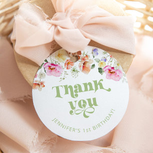 Étiquettes Cadeau Fleur sauvage wild un anniversaire merci