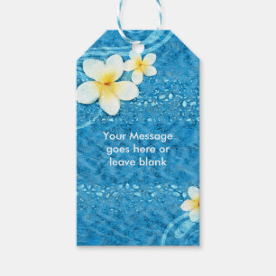 Étiquettes-cadeau Fleur tropicale de Plumeria Bleu Été Faveur de fêt