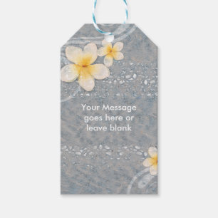 Étiquettes-cadeau Fleur tropicale de Plumeria gris jaune Party d'été