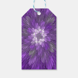 Étiquettes-cadeau Fleur Violette Abstraite Art Fractal Psychédélique