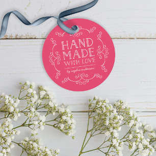 Étiquettes Cadeau Fleurons de couleur modifiables faits avec amour T
