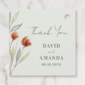 Étiquettes Cadeau Fleurs à l'aquarelle Vert pastel (Dos)