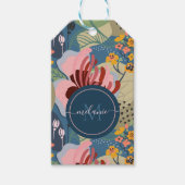 Étiquettes-cadeau Fleurs abstraites colorées motif, monogramme (Devant)