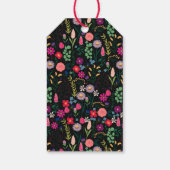 Étiquettes-cadeau Fleurs aquarelles botaniques boho noires (Dos)