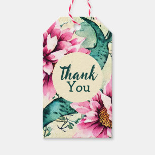 Étiquettes-cadeau Fleurs aquarelles vintage personnalisées Merci