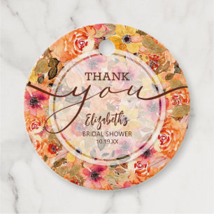 Étiquettes Cadeau Fleurs Automnales Chic Remerciement de Mariage