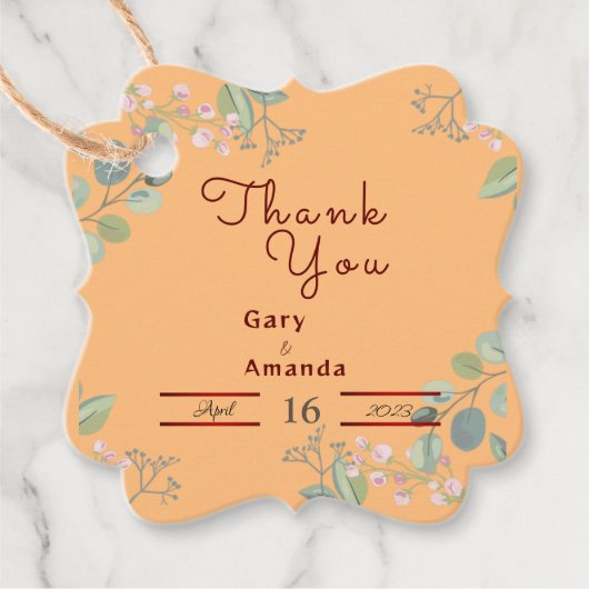 Étiquettes Cadeau Fleurs avec Feuille (Devant)