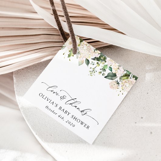 Étiquettes Cadeau Fleurs blanches, Fleurs de crème, Boho, Baby showe