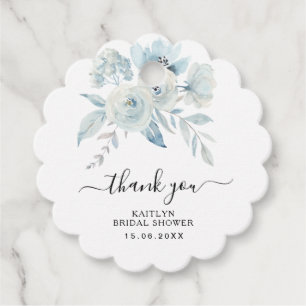 Étiquettes Cadeau fleurs bleu clair Douche nuptiale balises de faveu