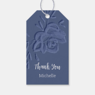 Étiquettes-cadeau Fleurs bleues artistiques bohèmes vintage