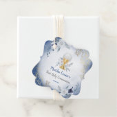 Étiquettes Cadeau Fleurs bleues de la première sainte communion (En situation)