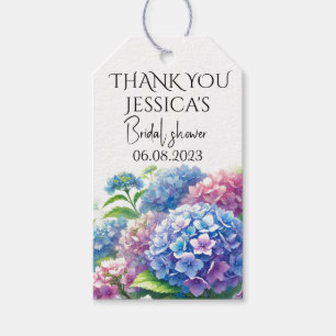 Étiquettes-cadeau Fleurs Bleues d'Hortensias Fête de Mariage