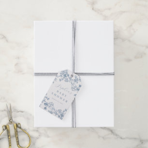 Étiquettes-cadeau Fleurs Bleues Garçon Bébé en Fleur Baby Shower