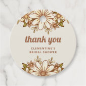 Étiquettes Cadeau Fleurs Boho Retro | MERCI FÊTE DES MARIÉES (Devant)