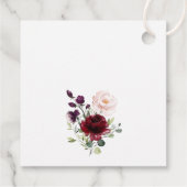 Étiquettes Cadeau Fleurs Bourgognes, Fleurs Roses, Boho, Baby shower (Dos)