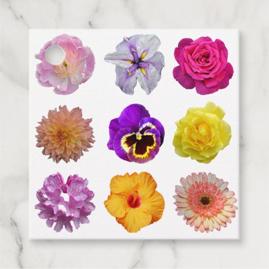 Étiquettes Cadeau Fleurs colorées (Devant)