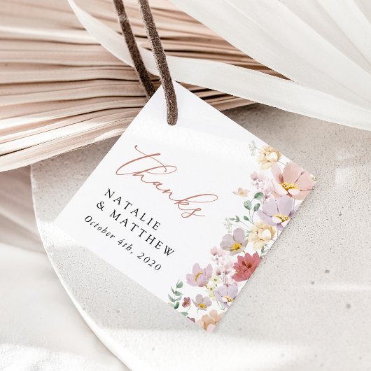 Étiquettes Cadeau Fleurs colorées, Fleur sauvage, Boho, Mariage
