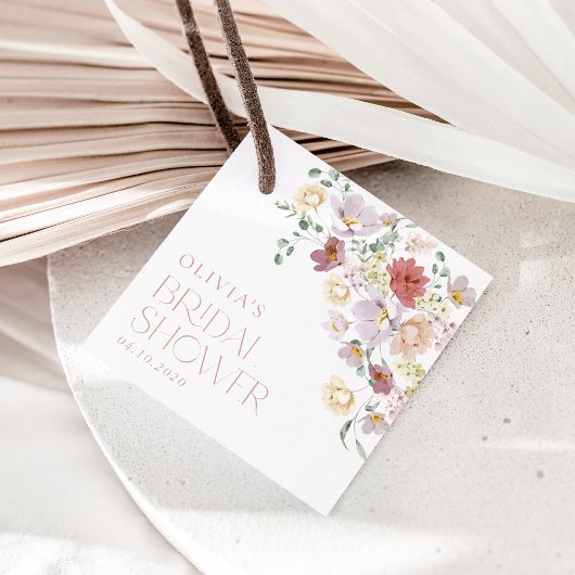 Étiquettes Cadeau Fleurs Colorées, Fleurs Sauvages, Bohème, Réceptio