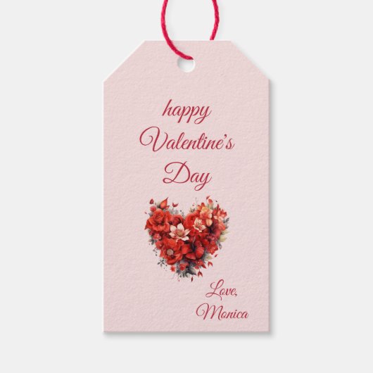 Étiquettes-cadeau Fleurs d'affection | Custom Valentine's Day (Devant)