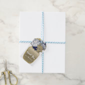 Étiquettes-cadeau Fleurs dans un pot Mason Rustique Bleu Or Floral C (Avec de laficelle)