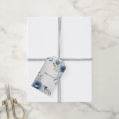 Étiquettes-cadeau Fleurs d'Aquarelle bleu Dusty Silver Elégant (Avec de la ficelle)