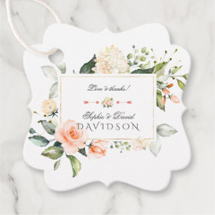 Étiquettes Cadeau Fleurs d'aquarelle moderne Vivre Coral Mariage