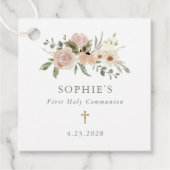 Étiquettes Cadeau Fleurs d'aquarelle neutres simples Première commun (Devant)