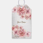 Étiquettes-cadeau Fleurs d'aquarelle rose fêtards Parties scintillan (Dos)