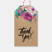 Étiquettes-cadeau Fleurs d'aquarelle rose sur papier Kraft (Dos)