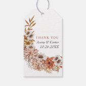 Étiquettes-cadeau Fleurs d'automne en terre cuite et mariage de auto (Dos)