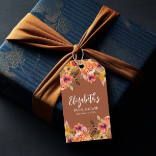 Étiquettes-cadeau Fleurs d'automne Fête des mariées en terre cuite F