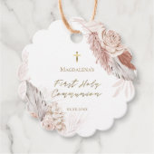 Étiquettes Cadeau Fleurs de boho de la première communion (Devant)