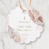 Étiquettes Cadeau Fleurs de boho de la première communion (Devant)