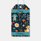 Étiquettes-cadeau Fleurs de chiot bleu mignonne customisées (Devant)