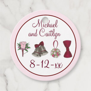 Étiquettes Cadeau Fleurs de cloches de mariage noeud papillon bouque