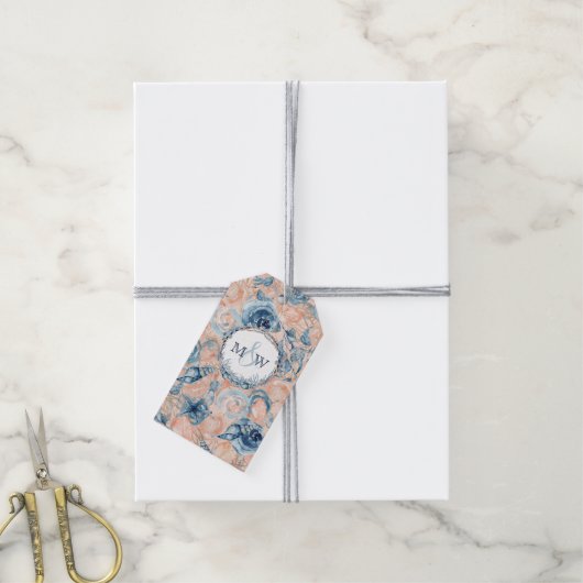 Étiquettes-cadeau Fleurs de coquillages Mariage nautique (Avec de la ficelle)