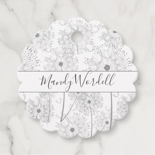 Étiquettes Cadeau Fleurs de Dandelion illustrées (Devant)