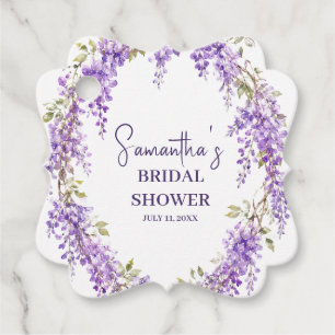 Étiquettes Cadeau Fleurs de glycine Lavis violet Shower de mariage