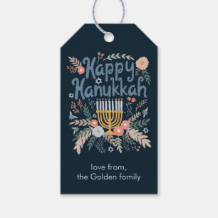 Étiquettes-cadeau Fleurs de Hanukkah Dessinées à la main SUR MESURE