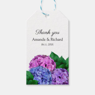 Étiquettes-cadeau Fleurs de Hortensia Bleu et Rose Mariage