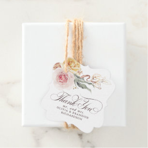 Étiquettes Cadeau Fleurs de jardin colorées Merci élégant