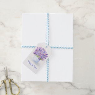 Étiquettes-cadeau Fleurs de lavande aquarelle peintes à la main