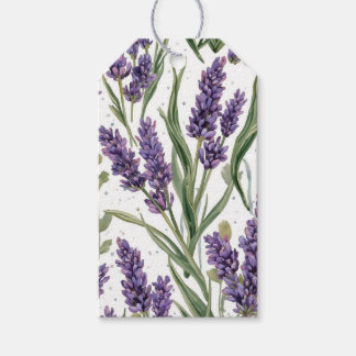 Étiquettes-cadeau Fleurs de lavande violette aquarelle botanique