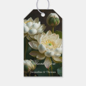 Étiquettes-cadeau Fleurs de Lotus Blanches Faveur romantique ou (Devant)