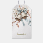 Étiquettes-cadeau Fleurs de mariage cloches Rubans bleu rose Beau (Dos)