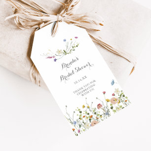 Étiquettes-cadeau Fleurs de mariage colorées et délicates pour la do