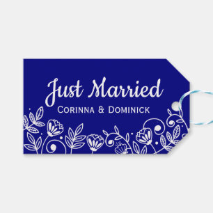 Étiquettes-cadeau Fleurs de mariage naval Floral Just Married